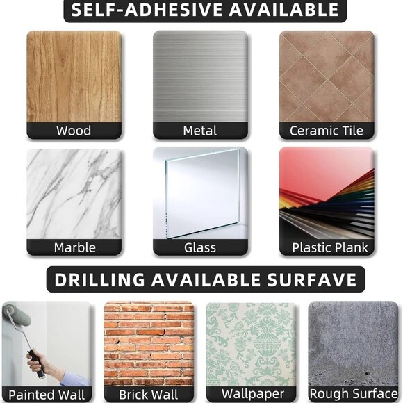 Paper Towel Holder - Self-Adhesive or Drilling, Matte Black - Picture 6 of 6